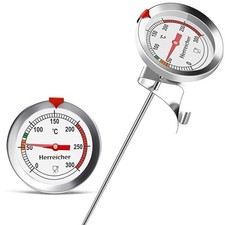 Oil Thermometer Deep Frying 23cm Stainless Steel Probe 300°C Pan Clip Cooking