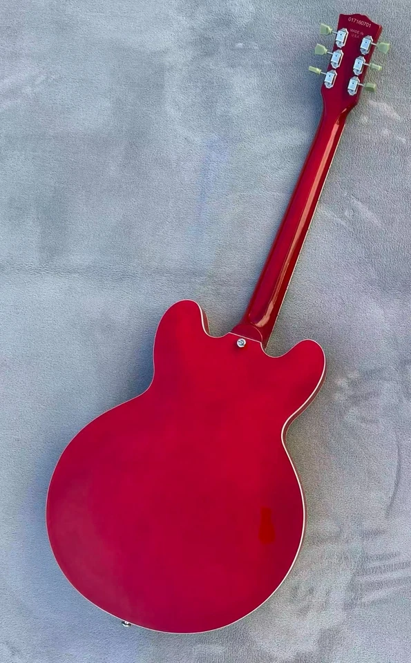 Guitarra Eléctrica Jazz 335 Semi-Hueco Cuerpo Hueso Tuerca Acabado Rojo Brillante Foto 2 de 4