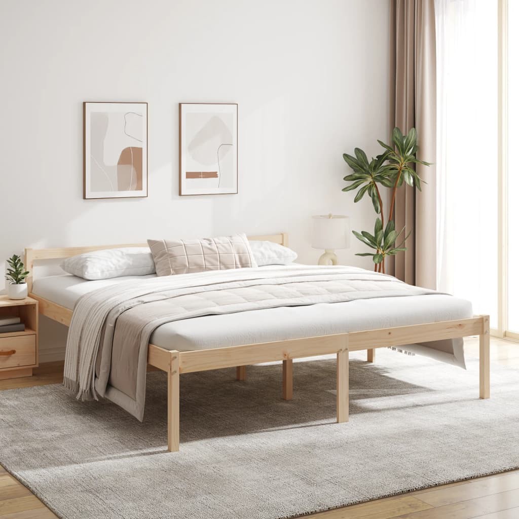 Cama para Personas Mayores Somier de Dormitorio Madera Maciza de Pino vidaXL