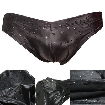 Herren Enge Passform Niedriger Bund Slip PU Leder Wassertropfen Design Po Formun