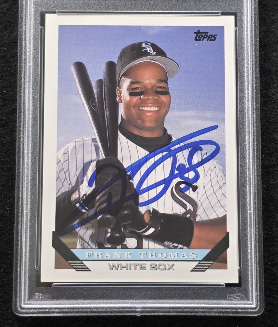 1993 FRANK THOMAS Signed Topps Baseball Card-HOF-WHITE SOX-PSA 10 Auto view 2