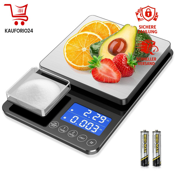 Digitale KüChenwaage 15Kg Mit 2 Plattformen Und Tara-Funktion-image