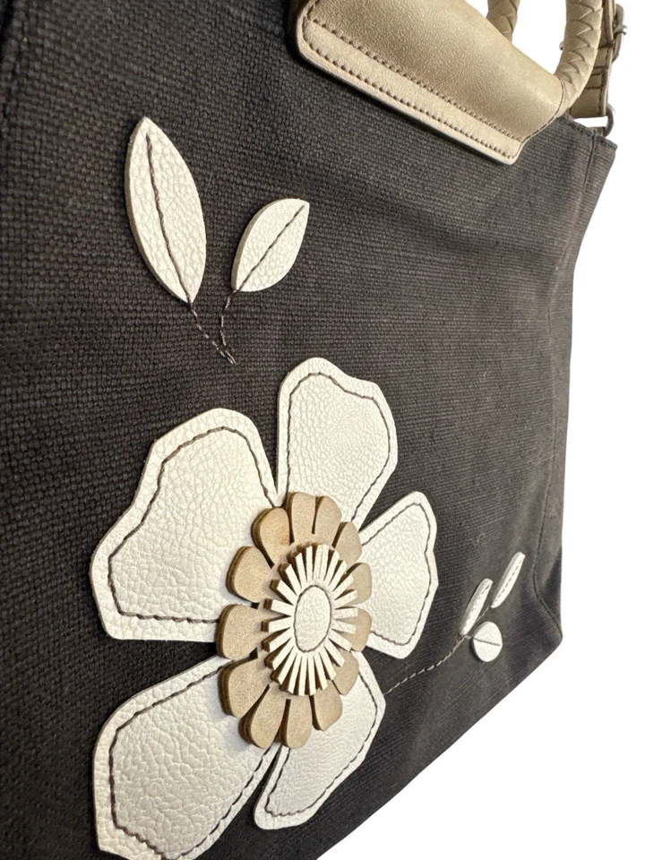 Bolso de Mano Relic Alcaravea Mediano Floral Mango Trenzado Marrón Fósil Excelente Estado Foto 3 de 4