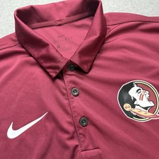 Florida State Seminoles Polo Shirt Mens Large Nike Dri-Fit Gray Red Performance