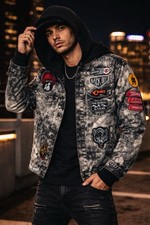 Reason Distressed Denim Jacket Mens S Hooded ...
