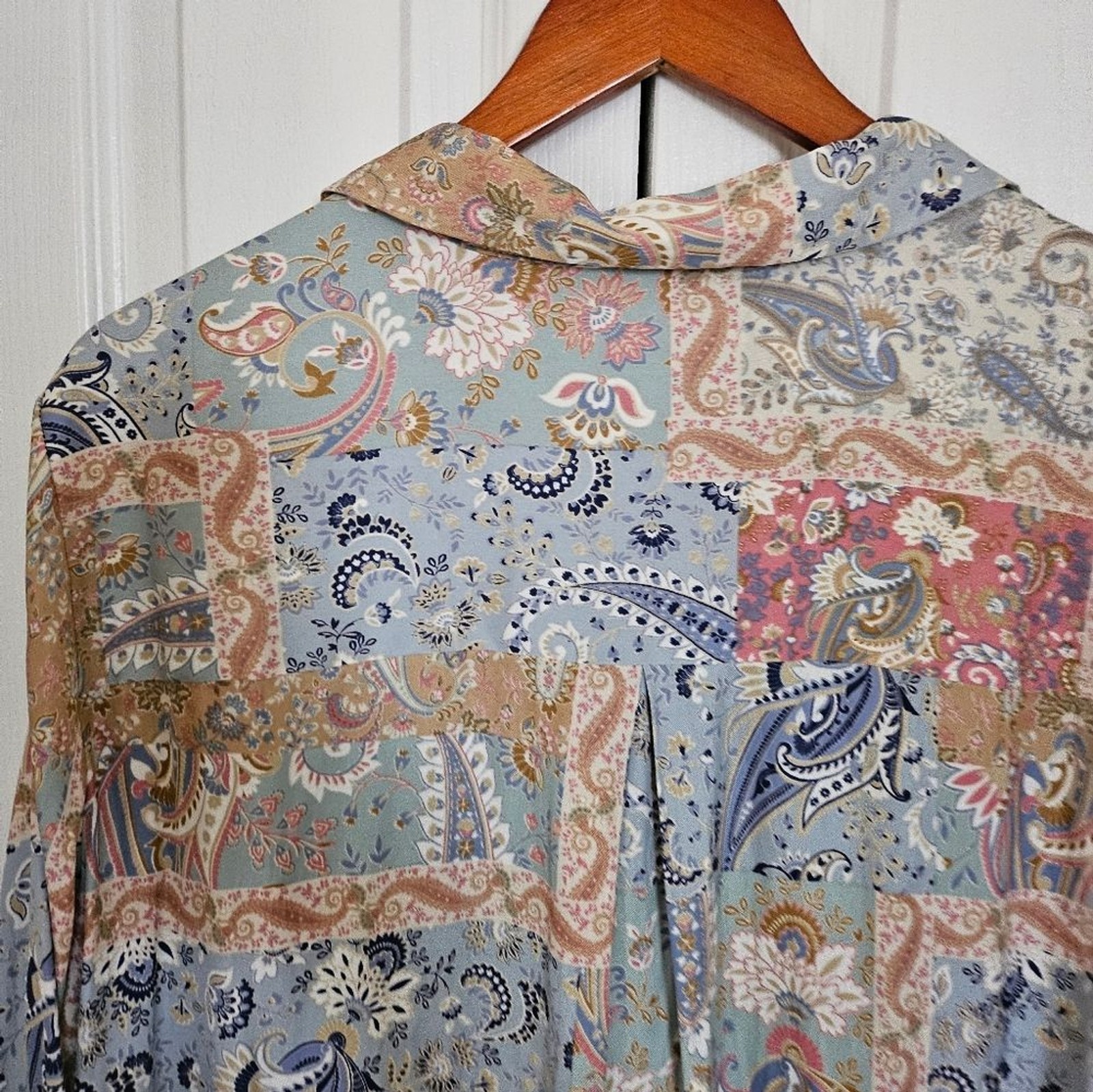 Rose + Olive Paisley Patchwork Button Down Blouse… - image 14