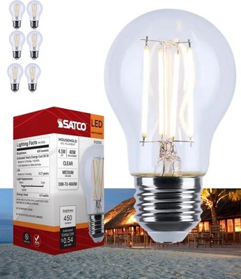 Satco S12163 - 4.5 Watt A15 LED Light Bulbs - 3000K-2000K (2, 6 or 24 Pack)