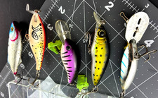 Storm 3'' Blue w tiger stripes Thin Fin Lures & Plano Clear Box + 4 Plugs    KK