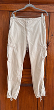 Johnny Was Women's Size M Cargo Pants Tan Boho Pockets Drawstring Cuff and Waist