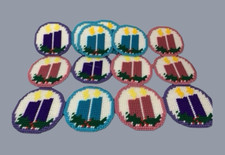 Needlepoint Candle Christmas Ornaments Vintage Handmade Plastic Canvas COMPLETE