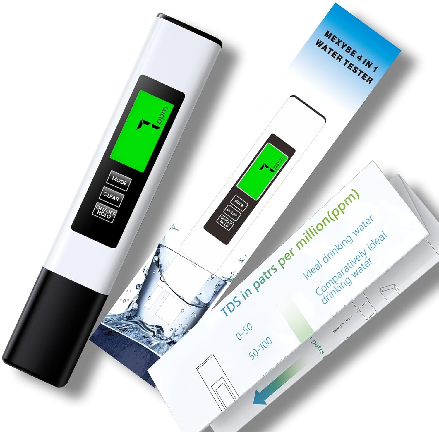2025 All-New 4 in 1 Tds Meter Digital Water Tester - Accurate and White 