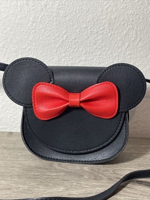 Mini Mouse Style Mini Crossbody Purse. PU.  Magnetic Closure, Strap Black & Red