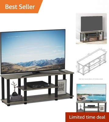 Elegant 3-Tier TV Stand for TVs Up to 50 Inches - No Tools Assembly, French Oak