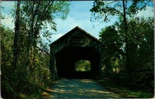 Vintage Old Covered Bridge Postcard, Brandon Vermont