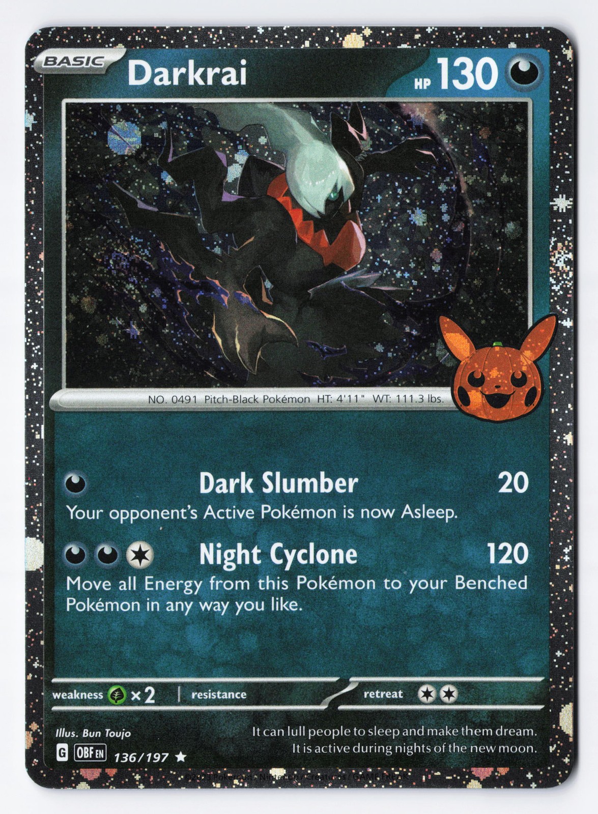 Darkrai 136/197 - Pokemon Cosmos Holo Trick or Trade BOOster Card 2024 NM
