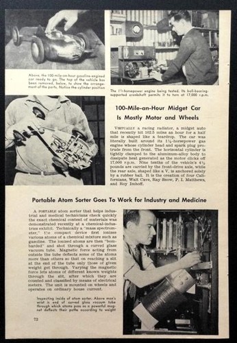 Mathews V-Car 1942 vintage article “100 MPH Tether Car is Mostly Motor & Wheel"