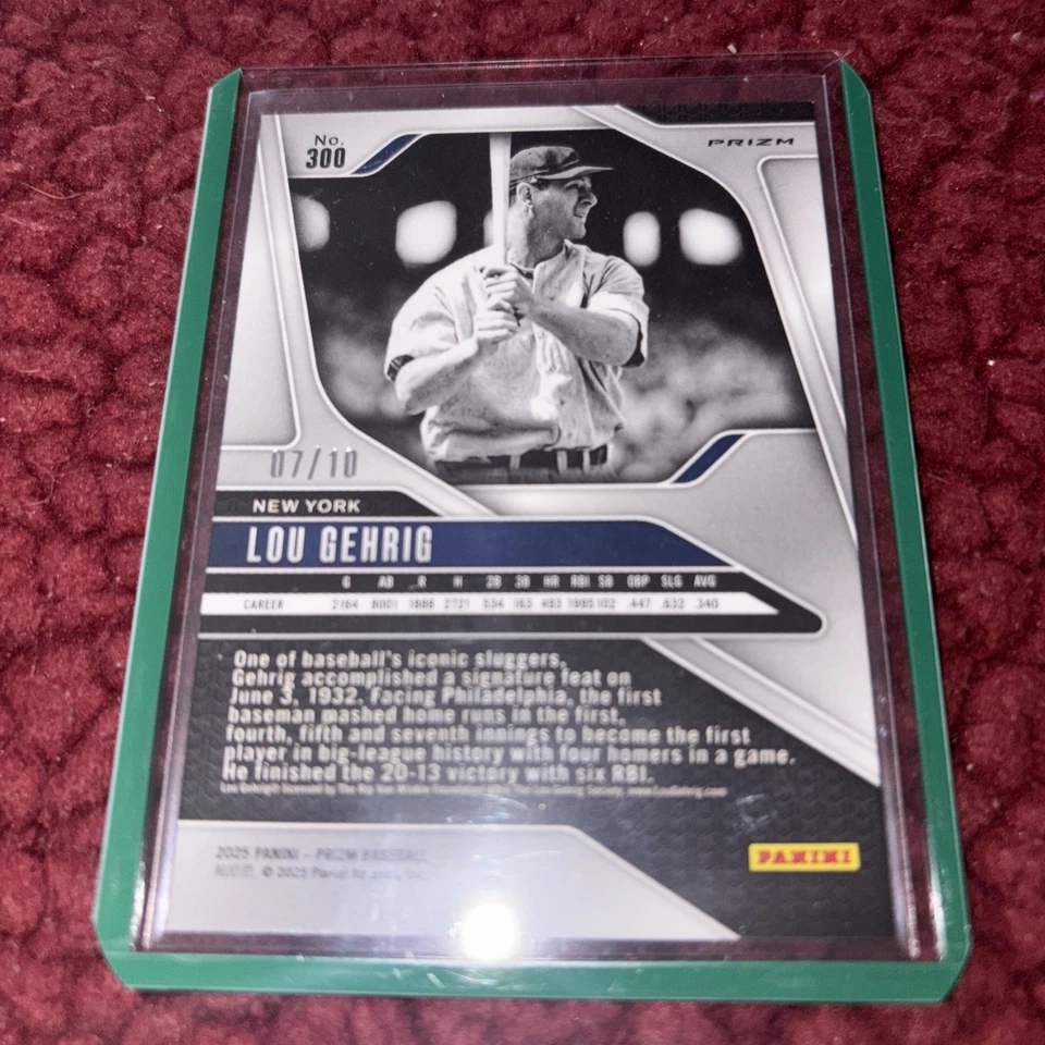 2025 Prizm Baseball #300 Lou Gehrig TRUE GOLD Prizm /10 SSP NEW YORK YANKEES - Imagem 2 de 2