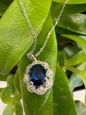 Sapphire & Diamond Necklace | Oval Shape | 1.75 CT Lab-Grown 18''