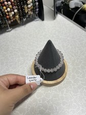 beaded stretch bracelet, Lavender Quartz gemstone, 7mm round beads, Sizable