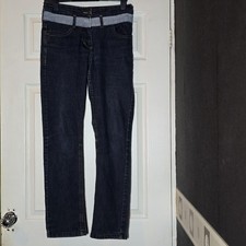 Falmer Y2k Womens Navy Straight Jeans Size 10 Striped Waistband