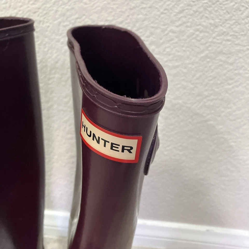 Botas de lluvia altas originales Hunter para mujer talla 7F rojo borgoña clásicas con hebilla superior Foto 4 de 4
