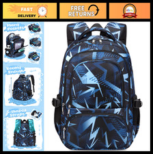 Kids School Backpack for Ages 6-12, Laptop Compartment, Geometric Design, Book B