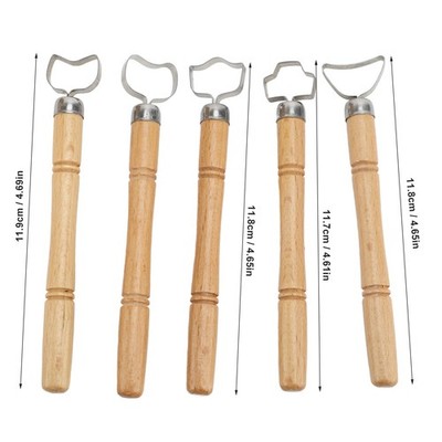 5x Sculpture Scraper Wooden Handle Stainless Steel Cutter Depth Adjustable SET