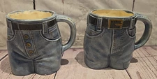 VINTAGE 1977 Pair (2) Byron Molds Denim Jean Mug