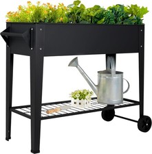 Raised Garden Bed w/ Wheels & Shelf Outdoor P...