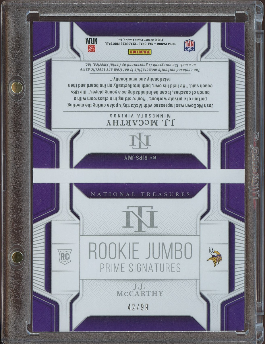 JJ Mccarthy 2024 National Treasures Booklet Auto Autograph Patch