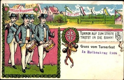 Litho Turnerfest in Rothenkrug 1908, Gut Heil - 11326481