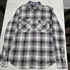 Carhartt Rugged Flex Relaxed Fit Plaid Long Sleeve Button Mens Small Shirt