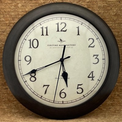 FirsTime & Co. 11'' Slim Wall Clock Oil Rubbed Bronze Whisper Technology Silent