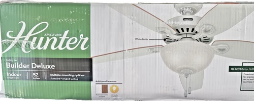 Hunter Builder Deluxe 52 In. White Ceiling Fan with Light  53089 - Picture 4 of 5