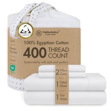 400 Thread Count Egyptian Cotton Queen Sheet Set, Sateen, White