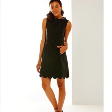 Sara Campbell Signature Stretch Scallop Dress Black Stretch Size 6 USA Made