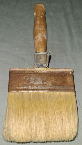 Vtg wide horsehair oil paint / stain brush # 103 w wood handle, made in Italy