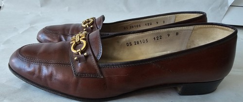 Salvatore Ferragamo Women's Loafers Gancini Gold Buckle Leather Brown Size 9 - Picture 8 of 15