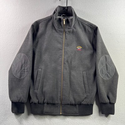 Paul & Shark Jacket Mens Medium Gray Bomber Poly Rayon Blend Full
