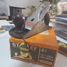 Vintage Stanley No 4 1/2 plane Carpentry 1950-60s unused original tag and box