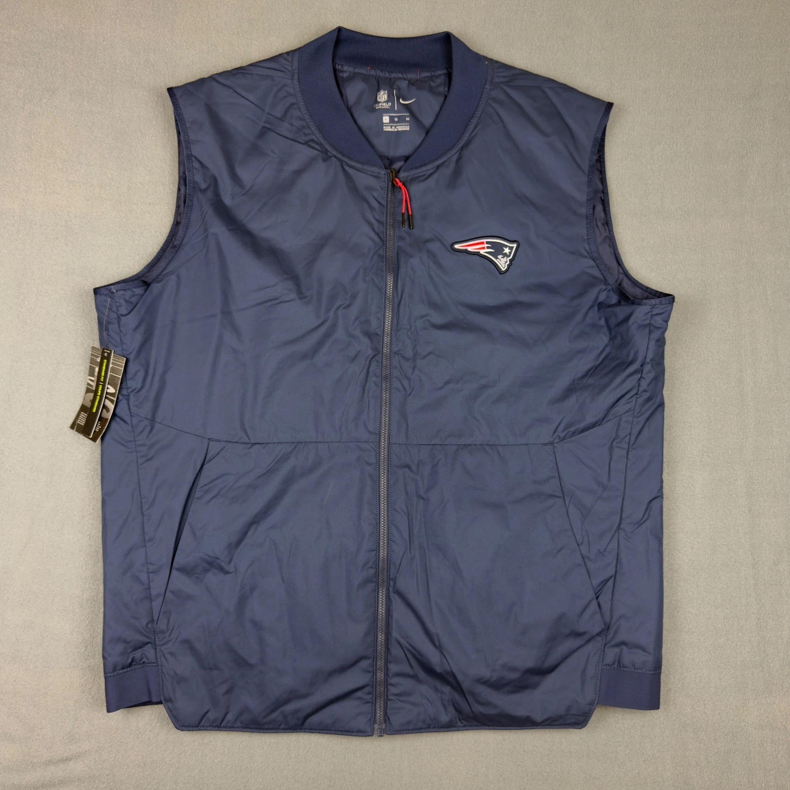 Nike New England Patriots NFL Onfield Bomber Vest Navy Blue XL 944346-419 NEW