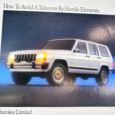 1990 Jeep Cherokee Limited White SUV Vintage Print Ad Auto Car Advert Art