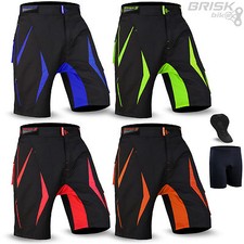 Mens Downhill Shorts MTB Cycling Off Road Cycle Padded Inner Liner Shorts Brisk