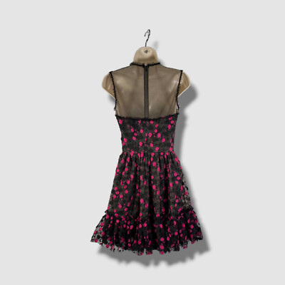 Zac Posen Embroidered Tulle Cocktail Dress, 0 / Black