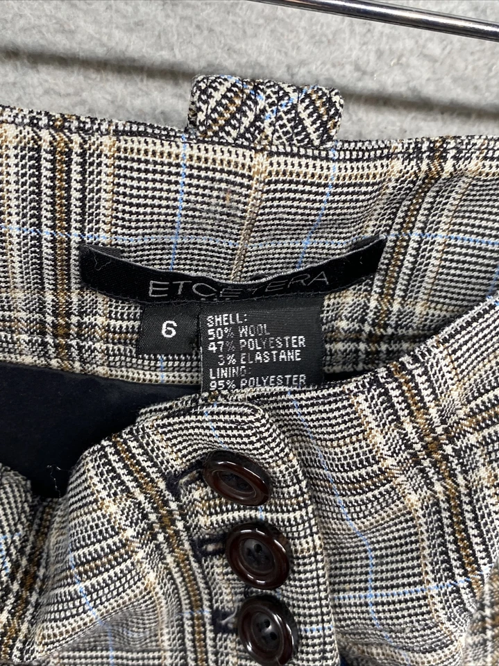 Женские брюки Etcetera из шерстяной смеси с полной подкладкой в клетку размер 6 для карьерной работы - Изображение 4 из 4