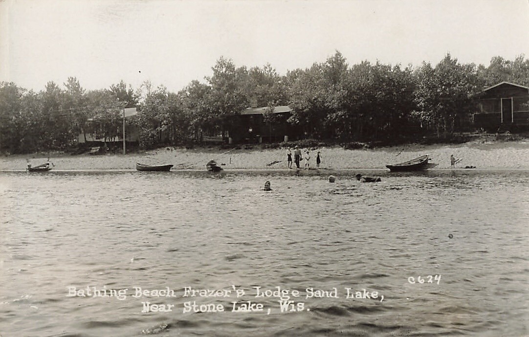 Bathing Beach Frazer's Lodge Sand Lake Neat Stone Lake Wisconsin C624