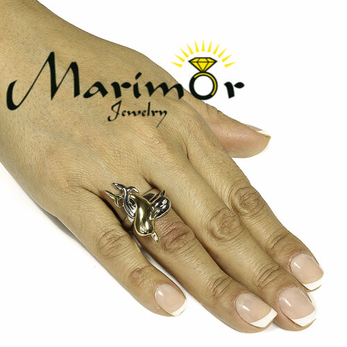 Anello moda donna bicolore acciaio inox 316L cristallo delfino misura 5-10 - Foto 5 di 7