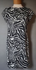 Size 12 Cato Sheath Dress Black & White Zebra Pattern Cap Sleeve Side Zip
