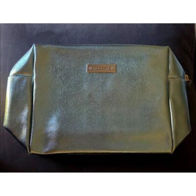 NEW MOROCCANOIL Metallic Green Zipper MOROCCANOIL Logo Cosmetic Pouch Large 12''