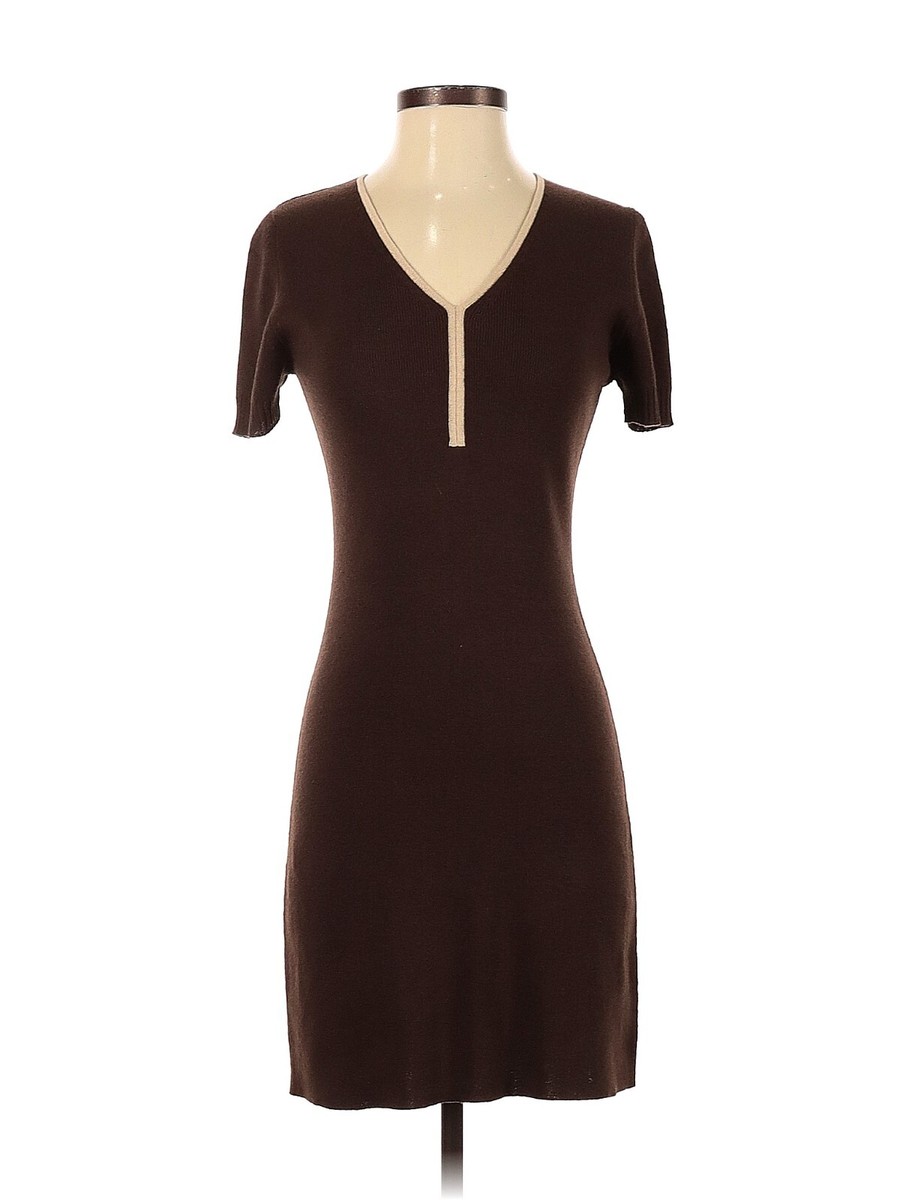 Esprit De Corp V-Neck Brown Sweater Dress Size Small